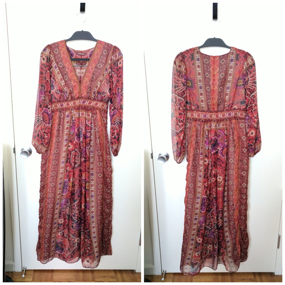 Anthropologie Red Boho Maxi Dress